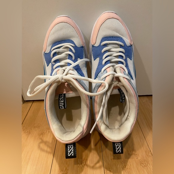 Guess Factory Nadean Dad Sneaker/Tennis Shoe Light Pink and Blue Suede Size 6 - Picture 4 of 9